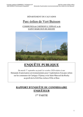 Parc Éolien De Vert Buisson ENQUÊTE PUBLIQUE