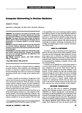 Computer Networking in Nuclear Medicine