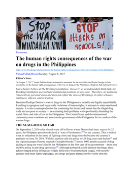 The Human Rights Consequences of the War on Drugs in the Philippines