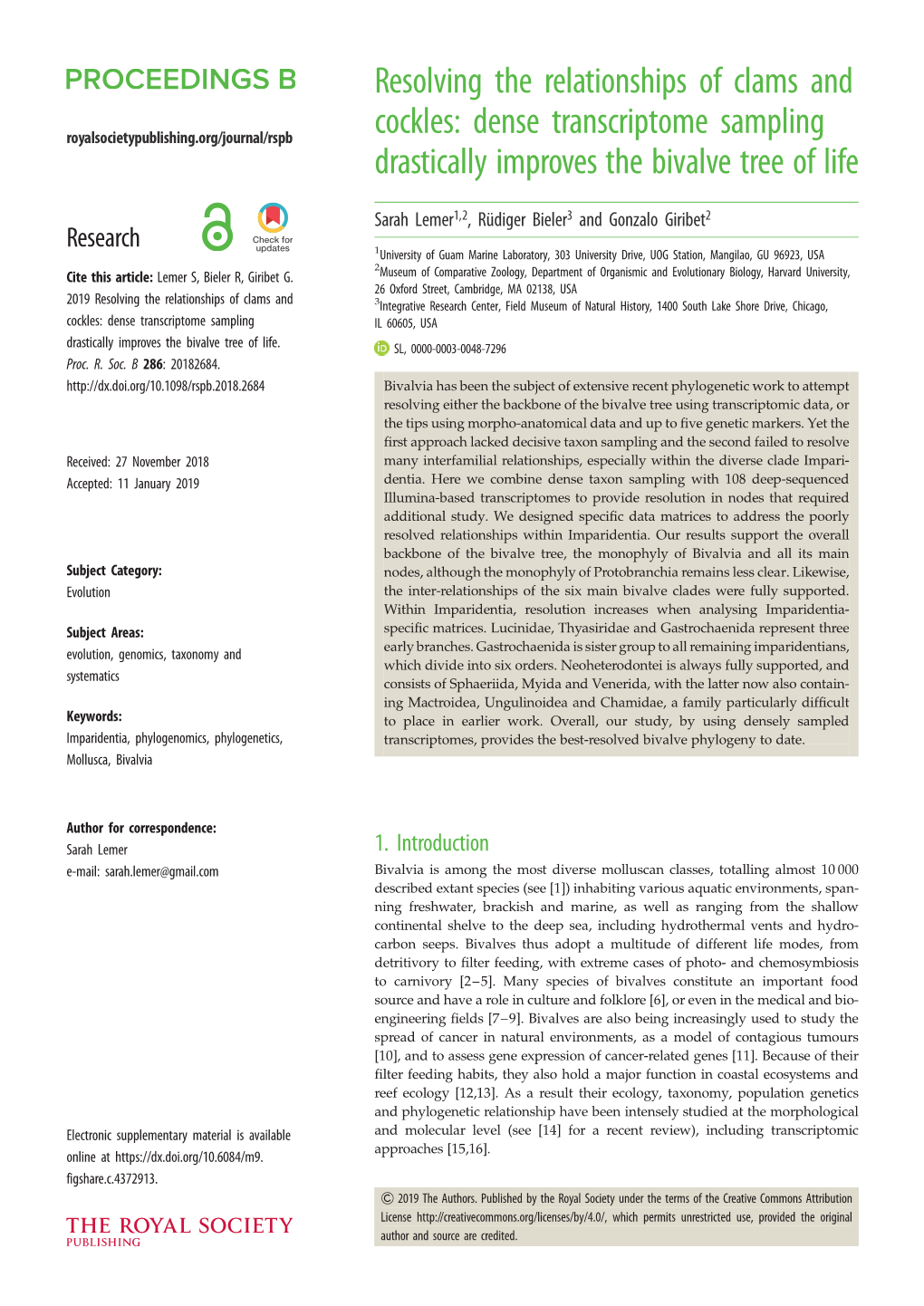 Dense Transcriptome Sampling Drastically Improves the Bivalve Tree of Life