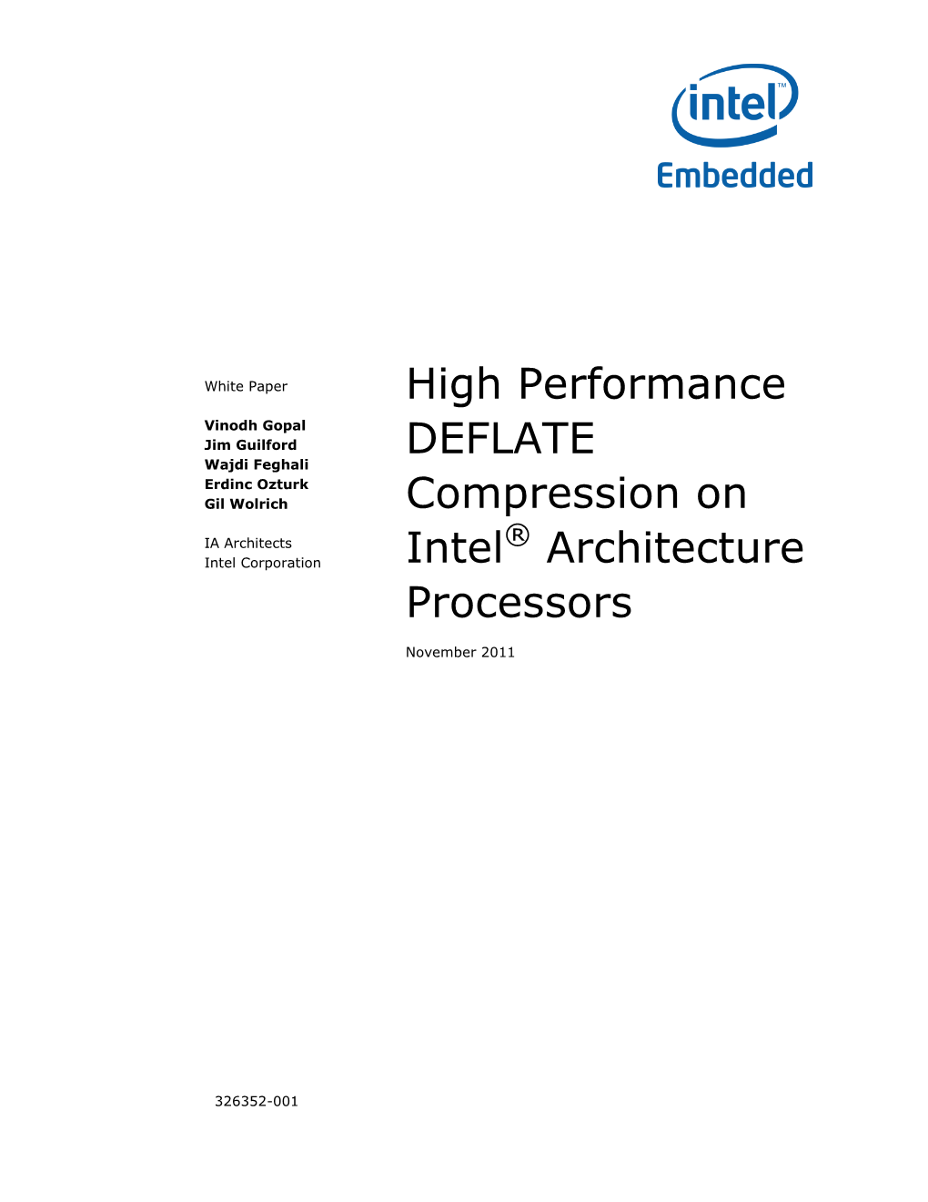 High Performance DEFLATE Compression on Intel® Architecture Processors