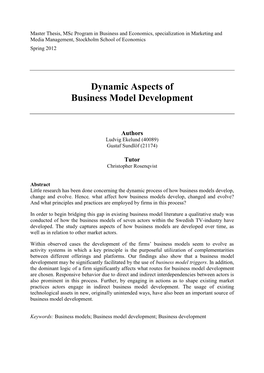 Dynamic Aspects of Business Model Development