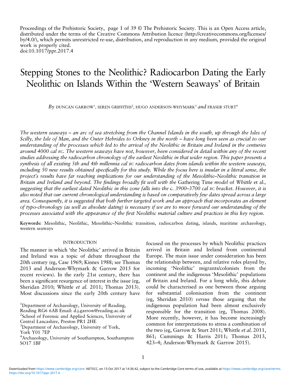 Radiocarbon Dating the Early Neolithic on Islands Within the ‘Western Seaways’ of Britain