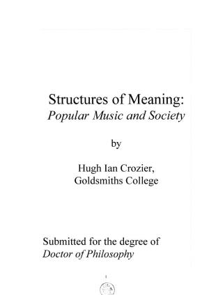 Structures of Meaning: Popular Music and Society