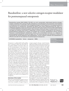 Bazedoxifene: a New Selective Estrogen-Receptor Modulator for Postmenopausal Osteoporosis