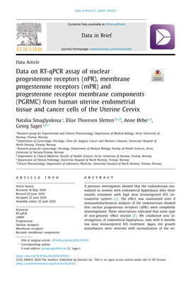 Data on RT-Qpcr Assay of Nuclear Progesterone Receptors (Npr)