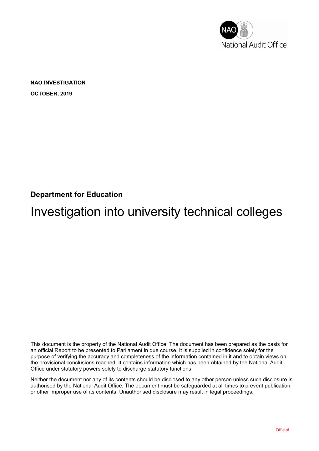 Investigation Into University Technical Colleges