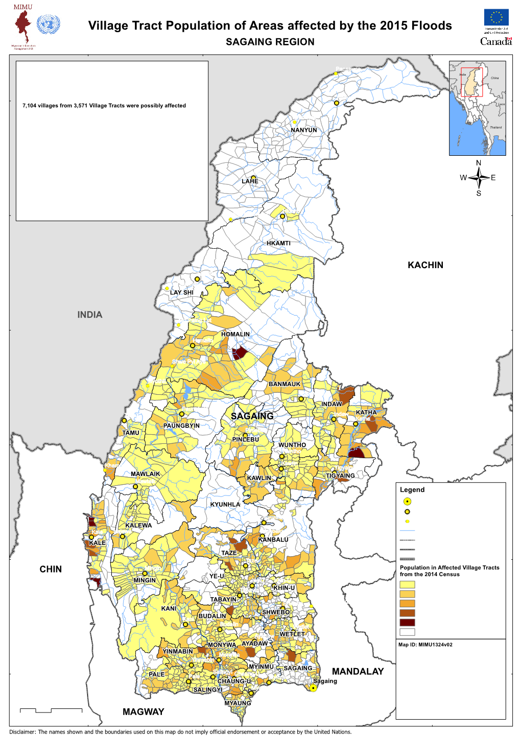 Village Tract Population of Areas Affected by the 2015 Floods SAGAING REGION