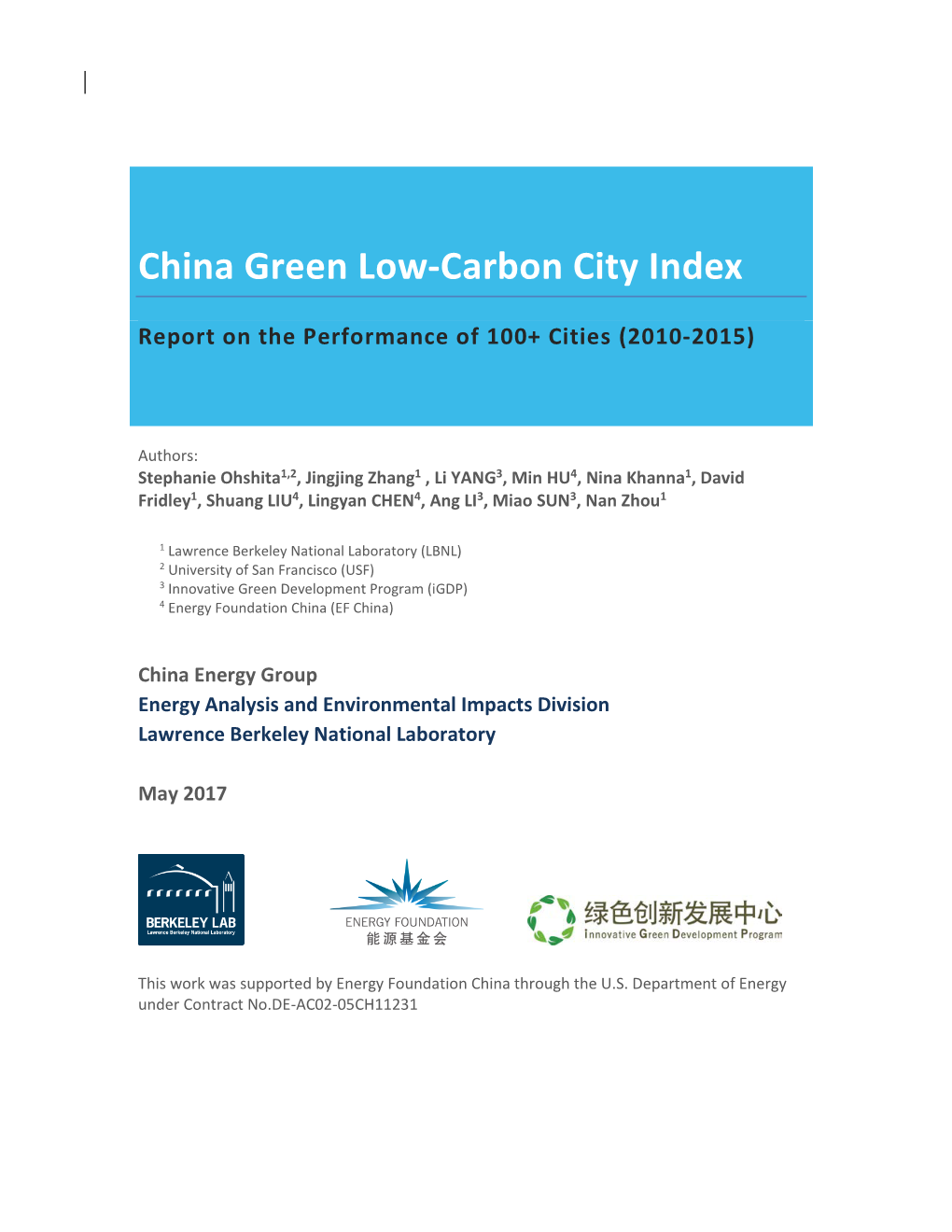 China Green Low-Carbon City Index