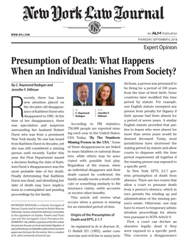 Presumption of Death: What Happens When an Individual Vanishes from Society?