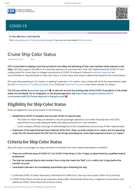 Cruise Ship Color Status | CDC