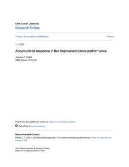 Accumulated Response in Live Improvised Dance Performance