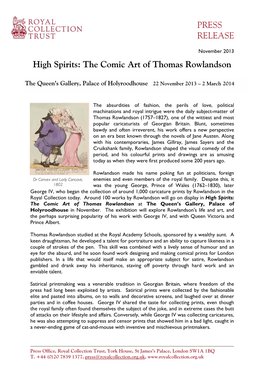 PRESS RELEASE High Spirits: the Comic Art of Thomas Rowlandson