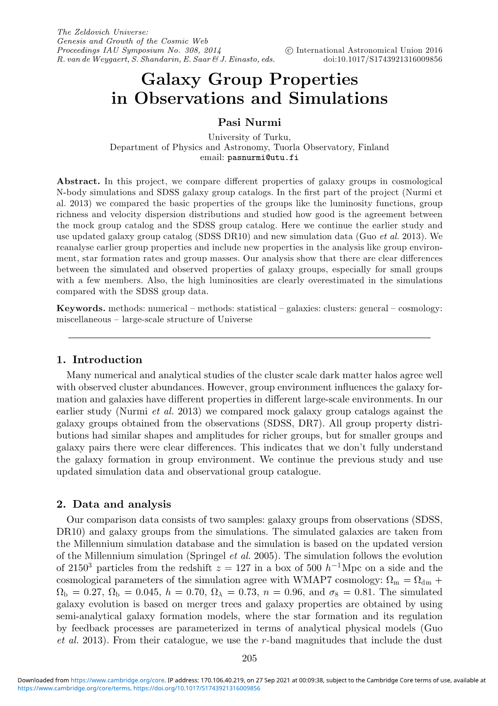 Galaxy Group Properties in Observations and Simulations