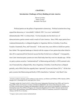 Challenges of Party-Building in Latin America Steven Levitsky James