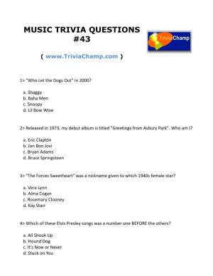 Music Trivia Questions #43