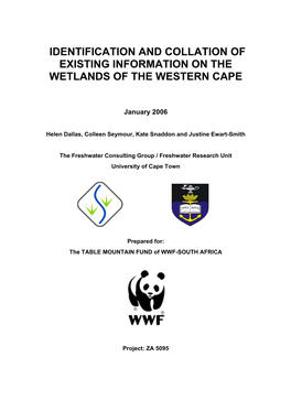 Identification and Collation of Existing Information on the Wetlands of the Western Cape