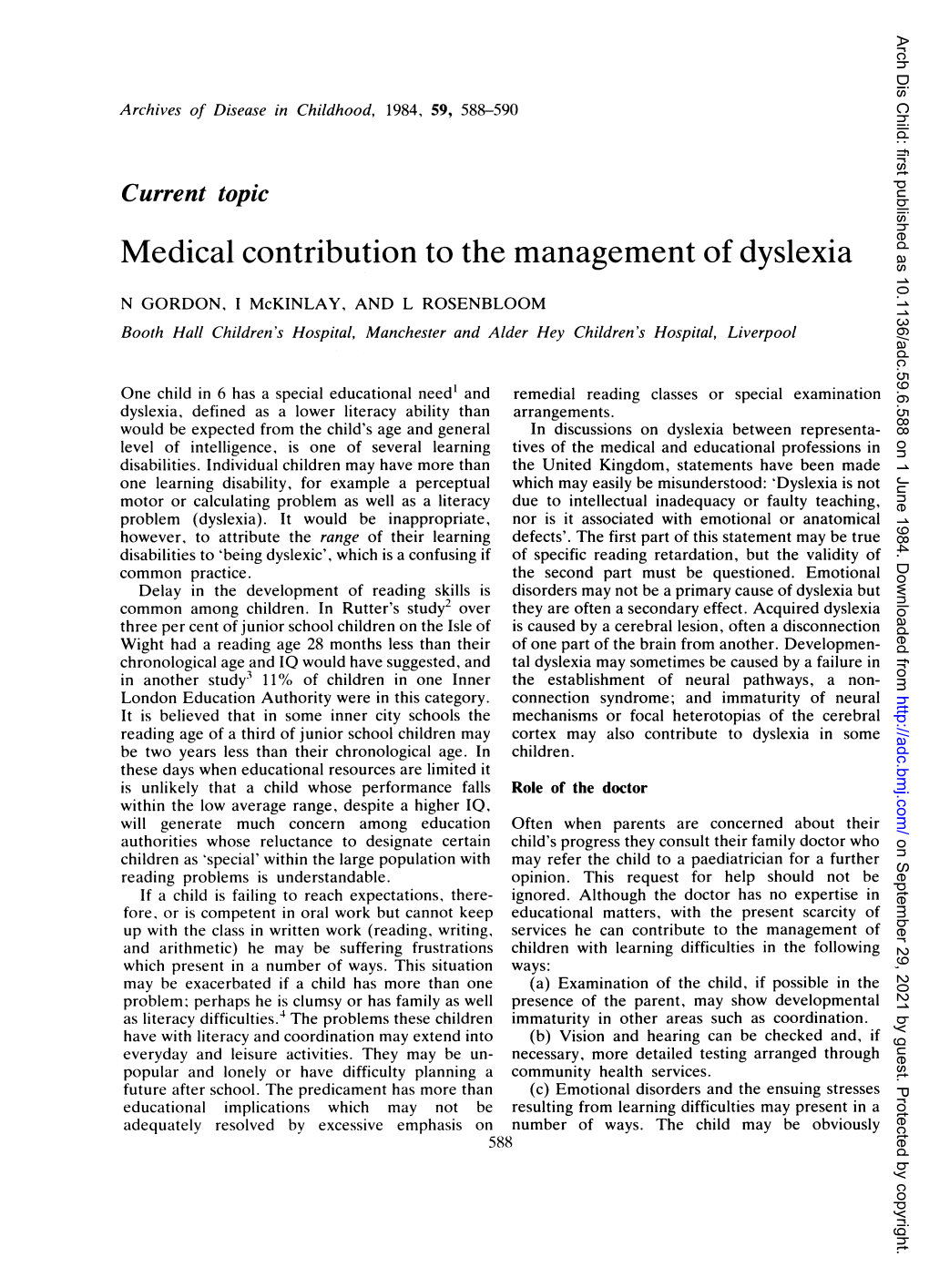 Medical Contribution to the Management of Dyslexia