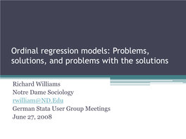 Ordinal Regression Models: Problems, Solutions, and Problems with the Solutions