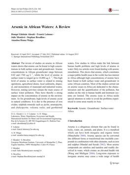 Arsenic in African Waters: a Review