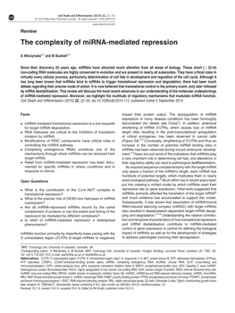 The Complexity of Mirna-Mediated Repression