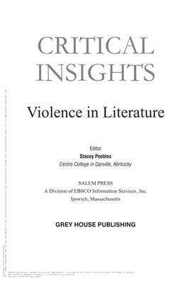 The Foundations of Violence in Ancient Greek Literature