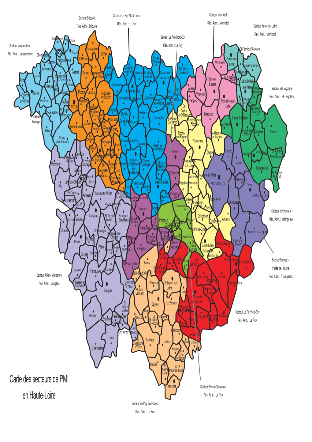 Carte Des Secteurs De PMI En Haute-Loire