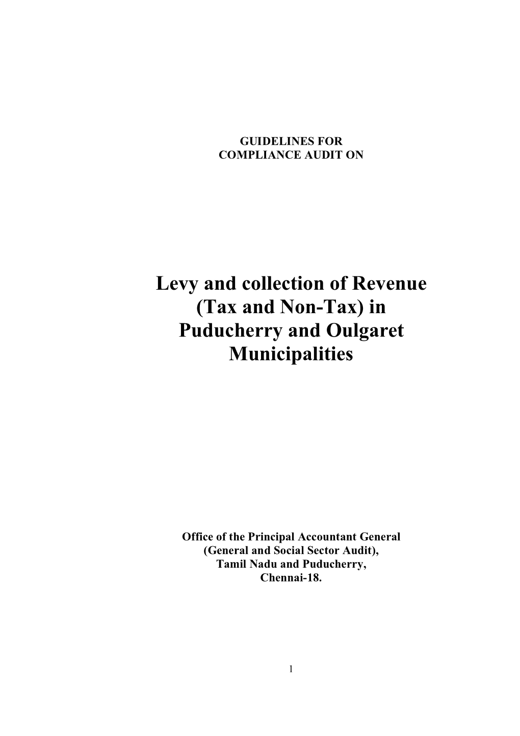 Levy and Collection of Revenue (Tax and Non-Tax) in Puducherry and Oulgaret Municipalities