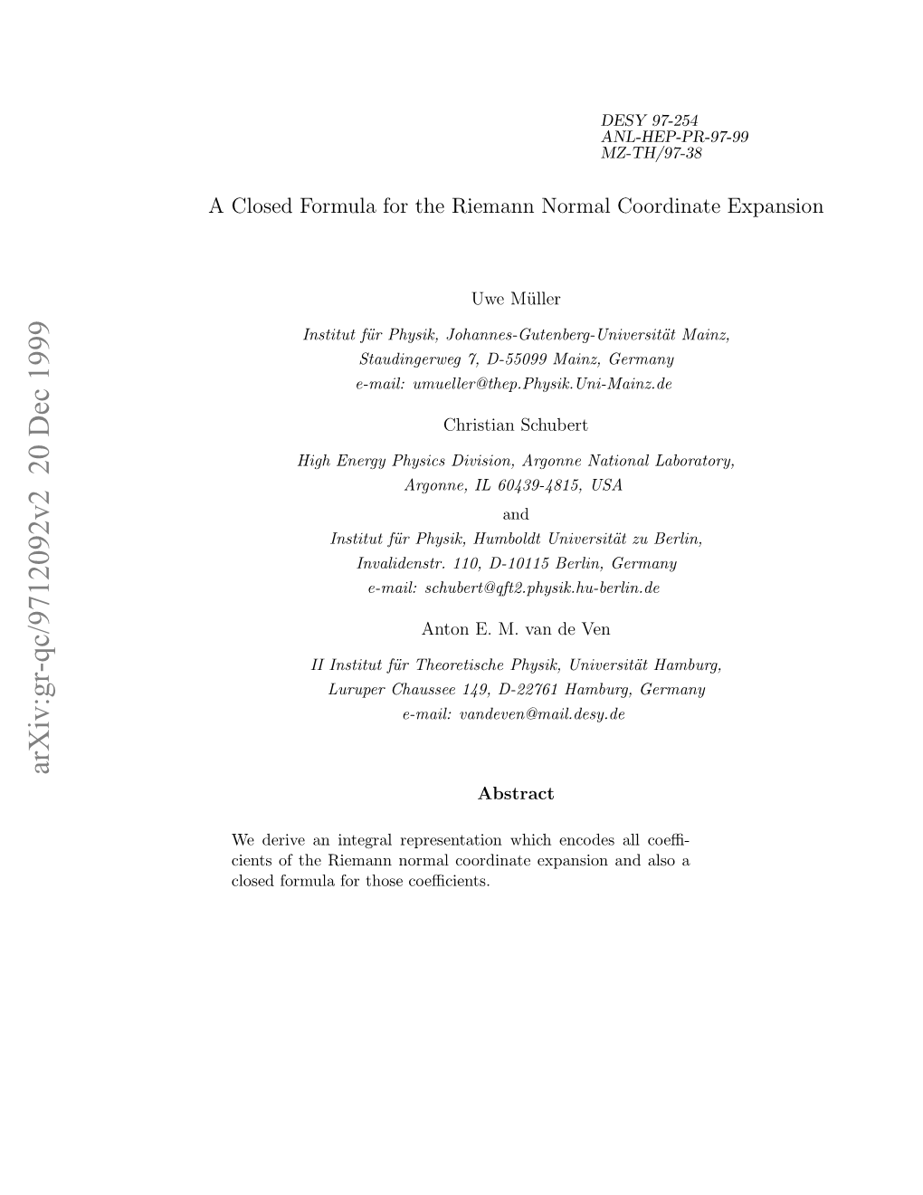 Arxiv:Gr-Qc/9712092V2 20 Dec 1999