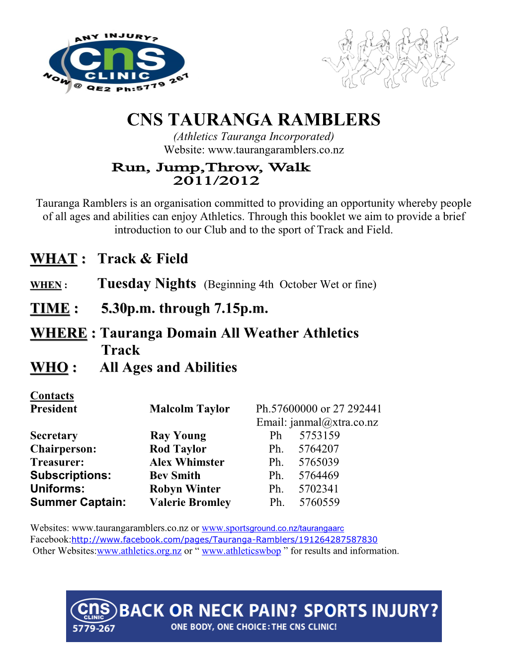 CNS TAURANGA RAMBLERS (Athletics Tauranga Incorporated) Website