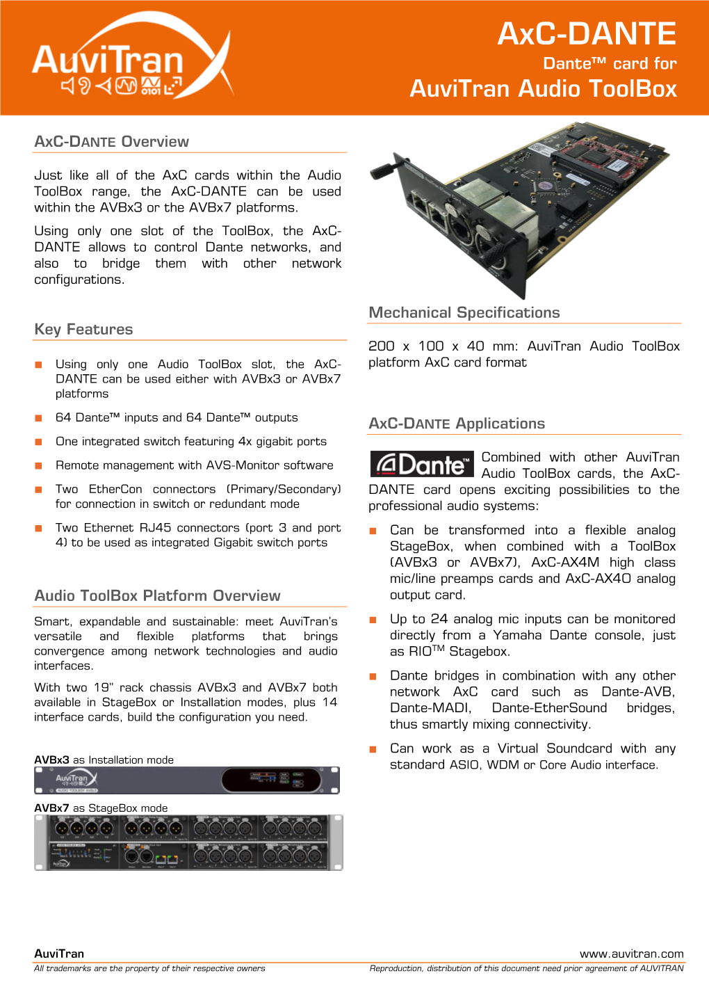 Axc-Dante Product Sheet