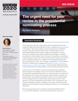 The Urgent Need for Peer Review in the Presidential Nominating Process by Elaine Kamarck