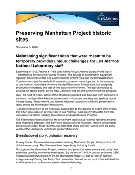 Preserving Manhattan Project Historic Sites