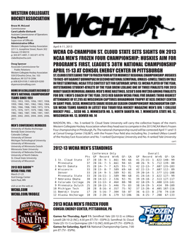 WCHA CO-CHAMPION ST. CLOUD STATE SETS SIGHTS on 2013 P: 303 871-4491