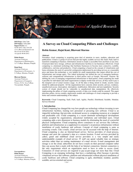 A Survey on Cloud Computing Pillars and Challenges