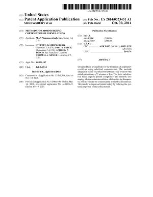 (12) Patent Application Publication (10) Pub. No.: US 2014/0323451 A1 SHREWSBURY Et Al