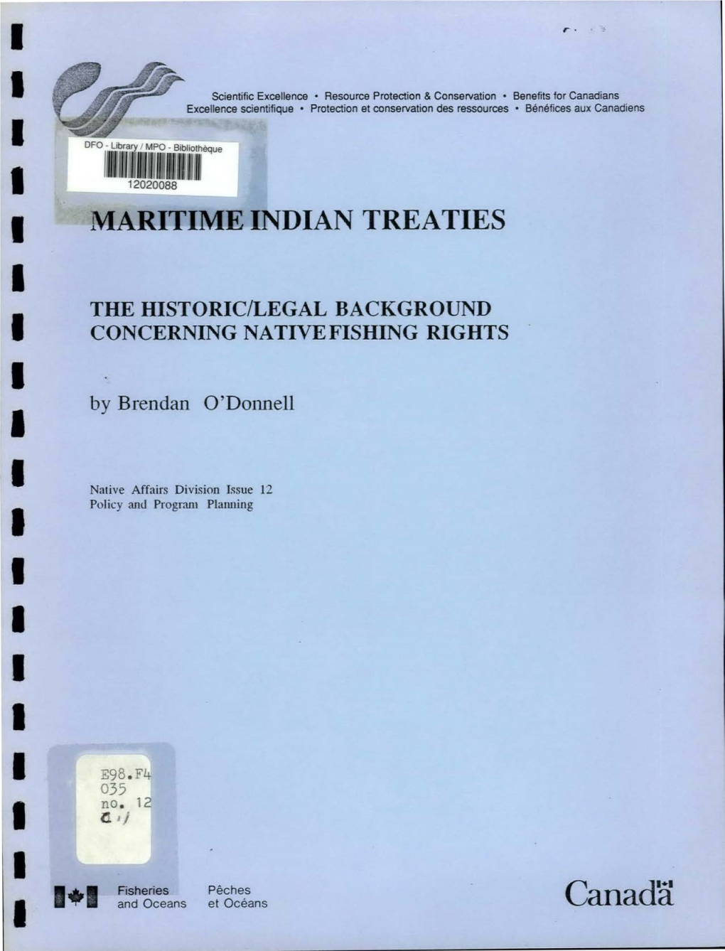 Maritime Indian Treaties the Historic Legal Background Concerning