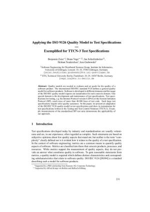 Applying the ISO 9126 Quality Model to Test Specifications