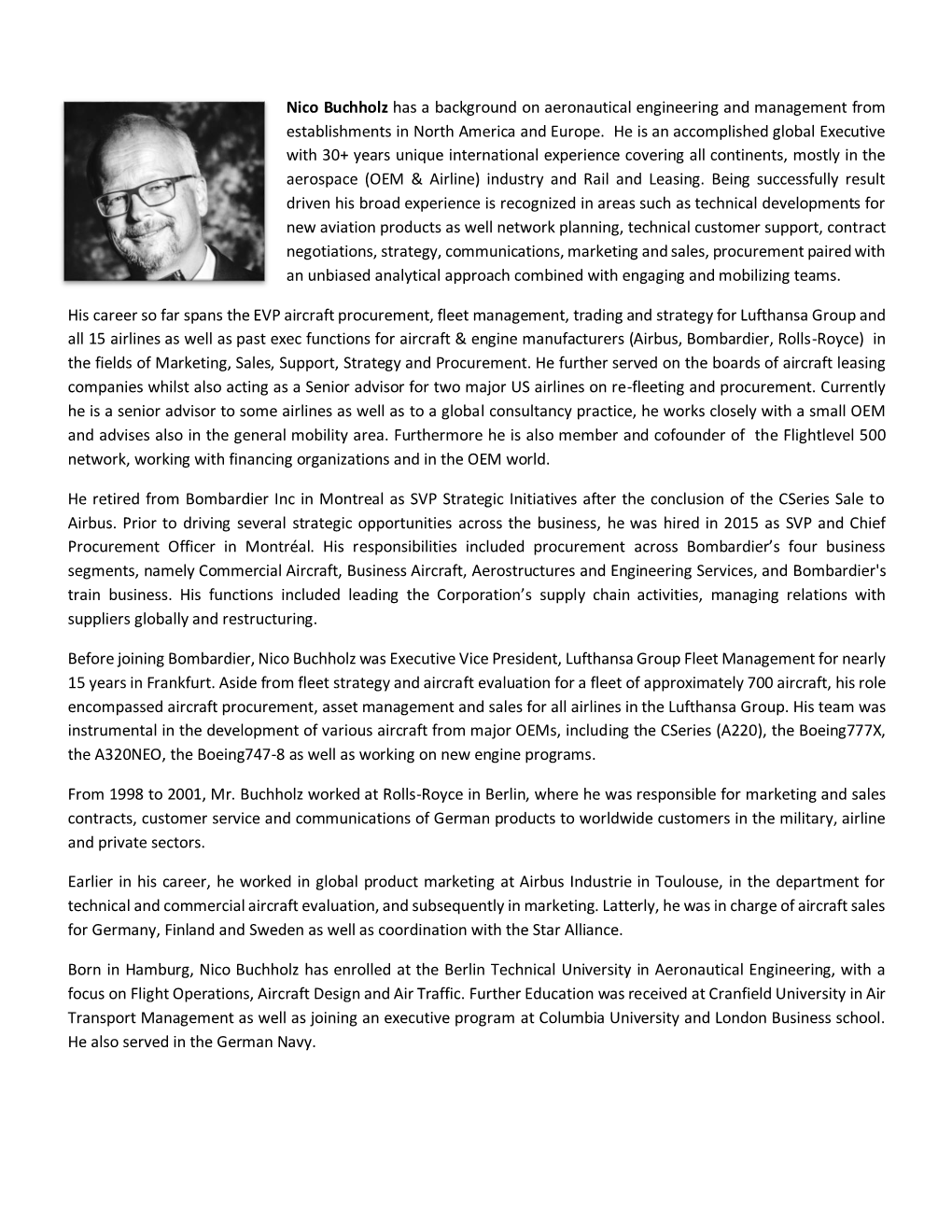 Nico Buchholz Has a Background on Aeronautical Engineering and Management from Establishments in North America and Europe