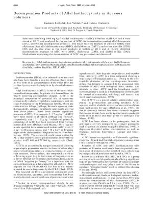 Decomposition Products of Allyl Isothiocyanate in Aqueous Solutions