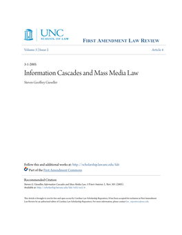 Information Cascades and Mass Media Law Steven Geoffrey Gieseller