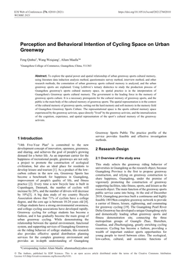 Perception and Behavioral Intention of Cycling Space on Urban Greenway
