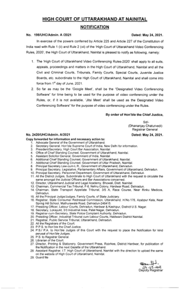 Hon'ble High Court of Uttarakhand Notification Dated