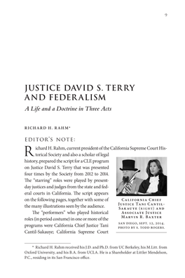 Justice David S. Terry and Federalism 11