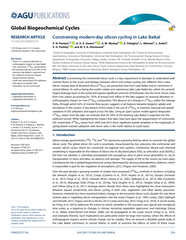 Constraining Modern-Day Silicon Cycling in Lake Baikal 10.1002/2016GB005518 V