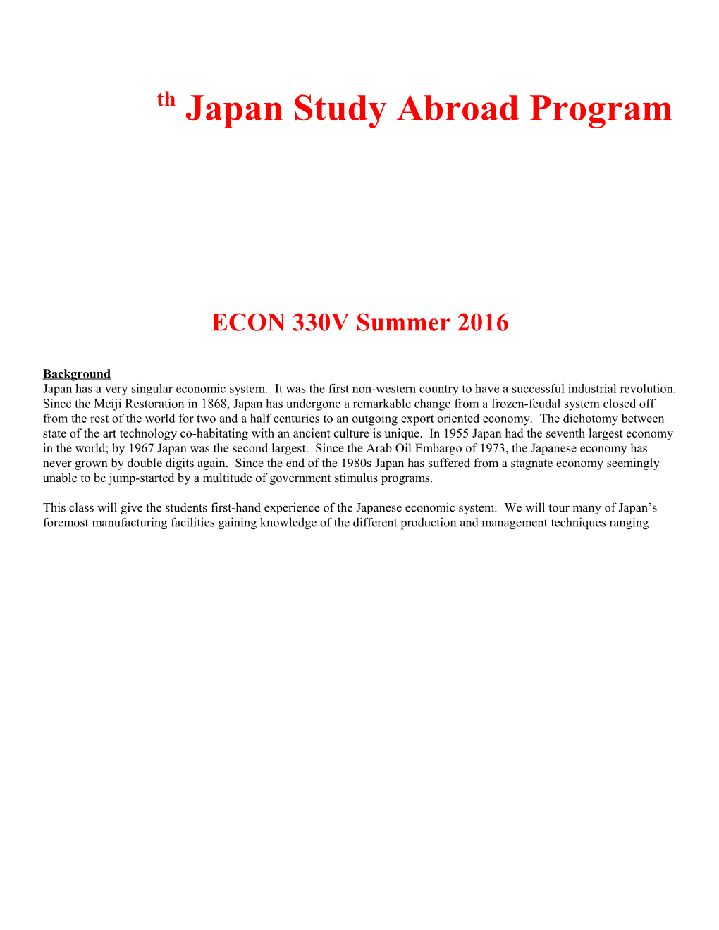 The Japan Study Abroad Program