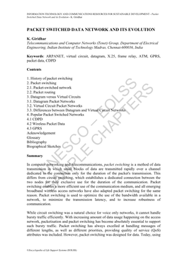 Packet Switched Data Network and Its Evolution - K