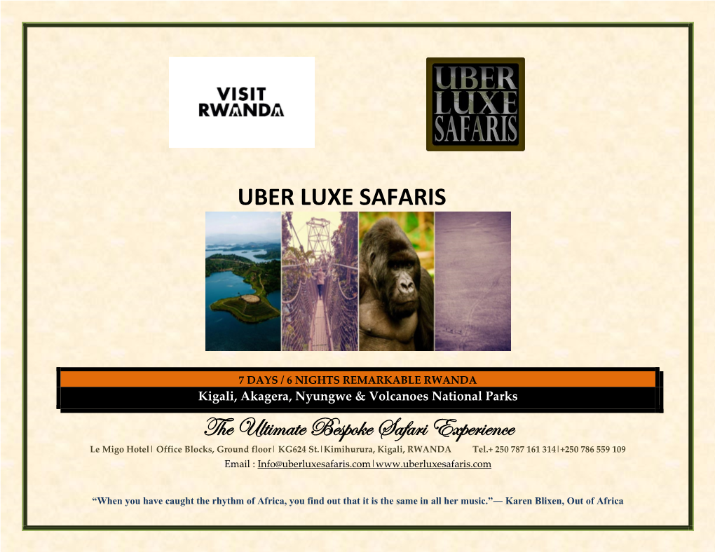 UBER LUXE SAFARIS the Ultimate Bespoke Safari