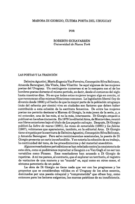 Marosa Di Giorgio, Ultima Poeta Del Uruguay Por