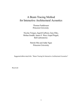 A Beam Tracing Method for Interactive Architectural Acoustics